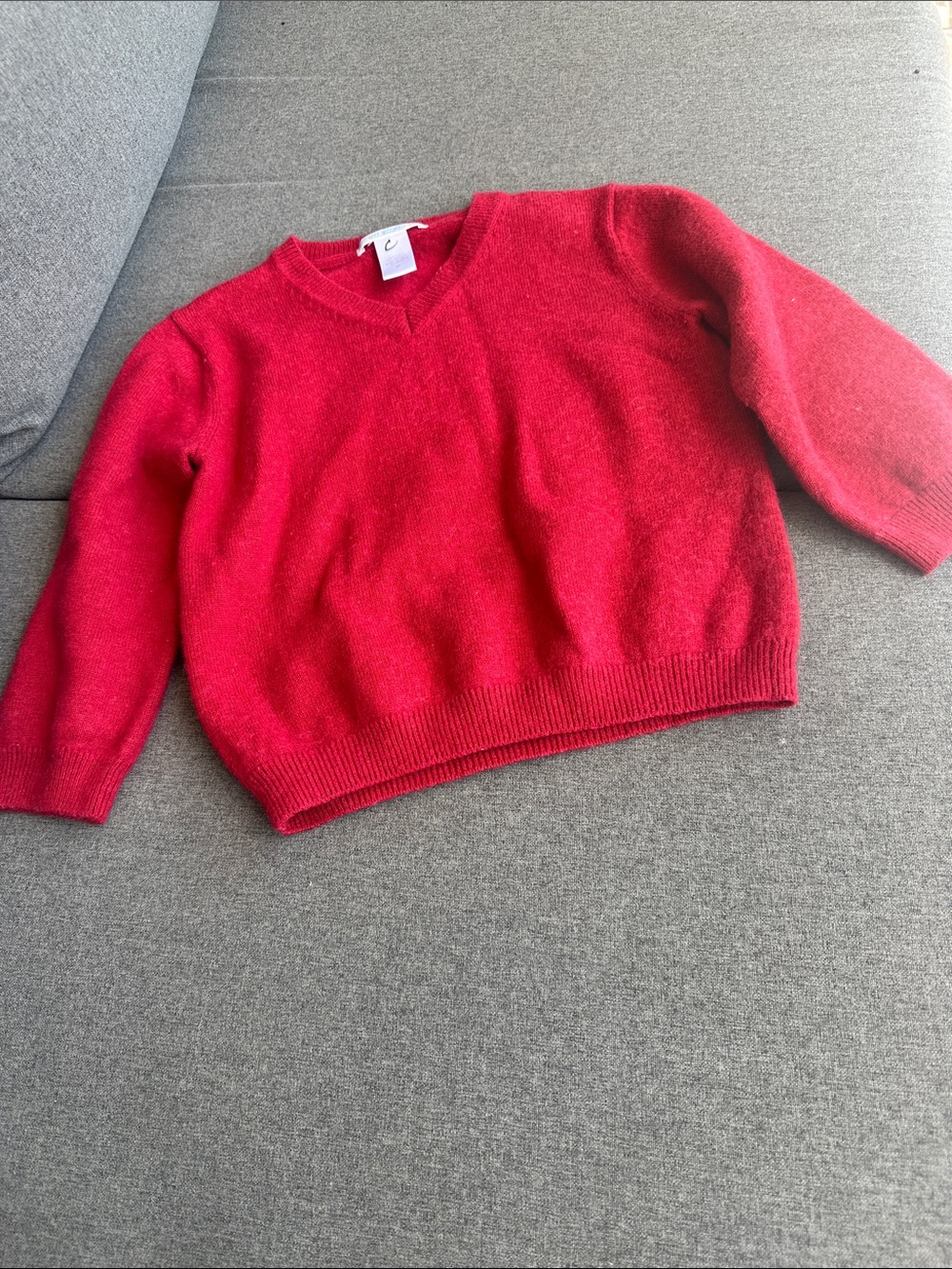 Kids Red V-Neck Sweater - Cozy Everyday Knit